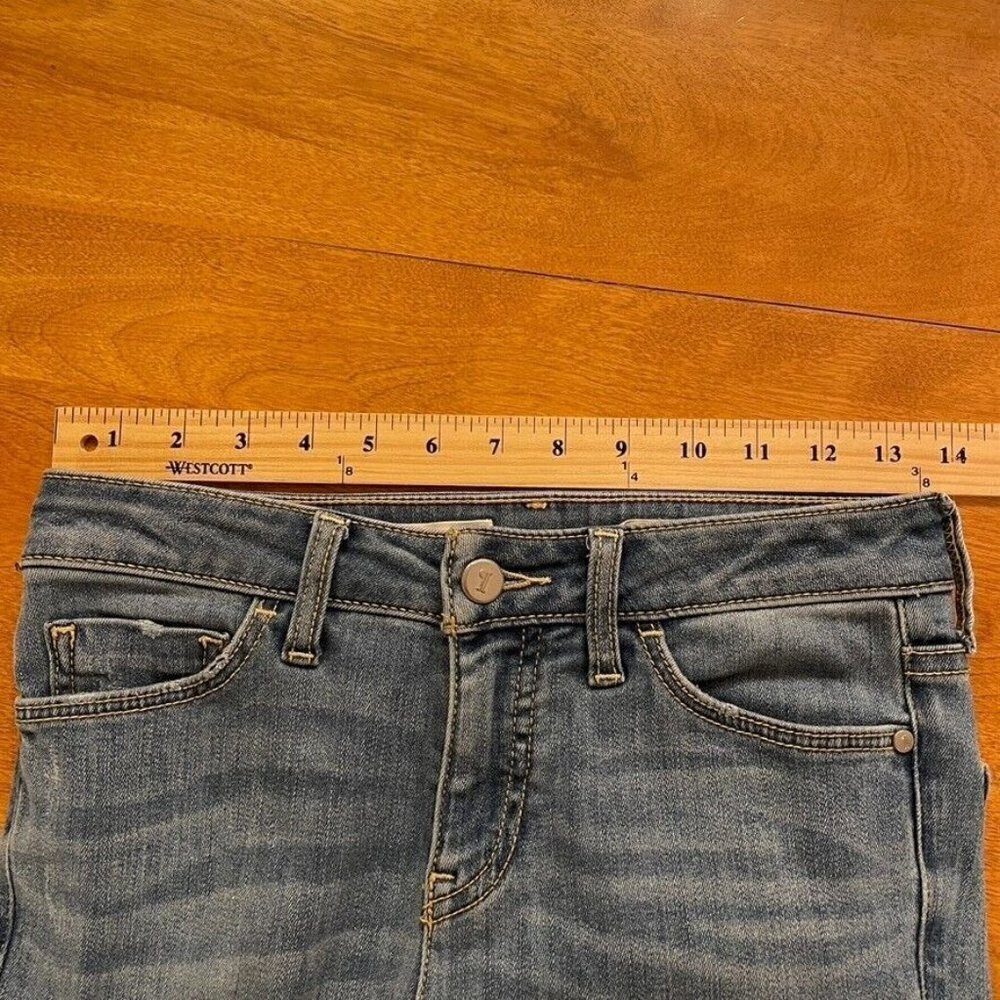 Pilcro Script Color Block Skinny Jeans Raw Step Hem Two Tone - Picture 9 of 12